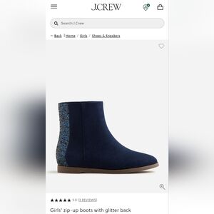 J.Crew Girls' Navy Glitter Back Boots